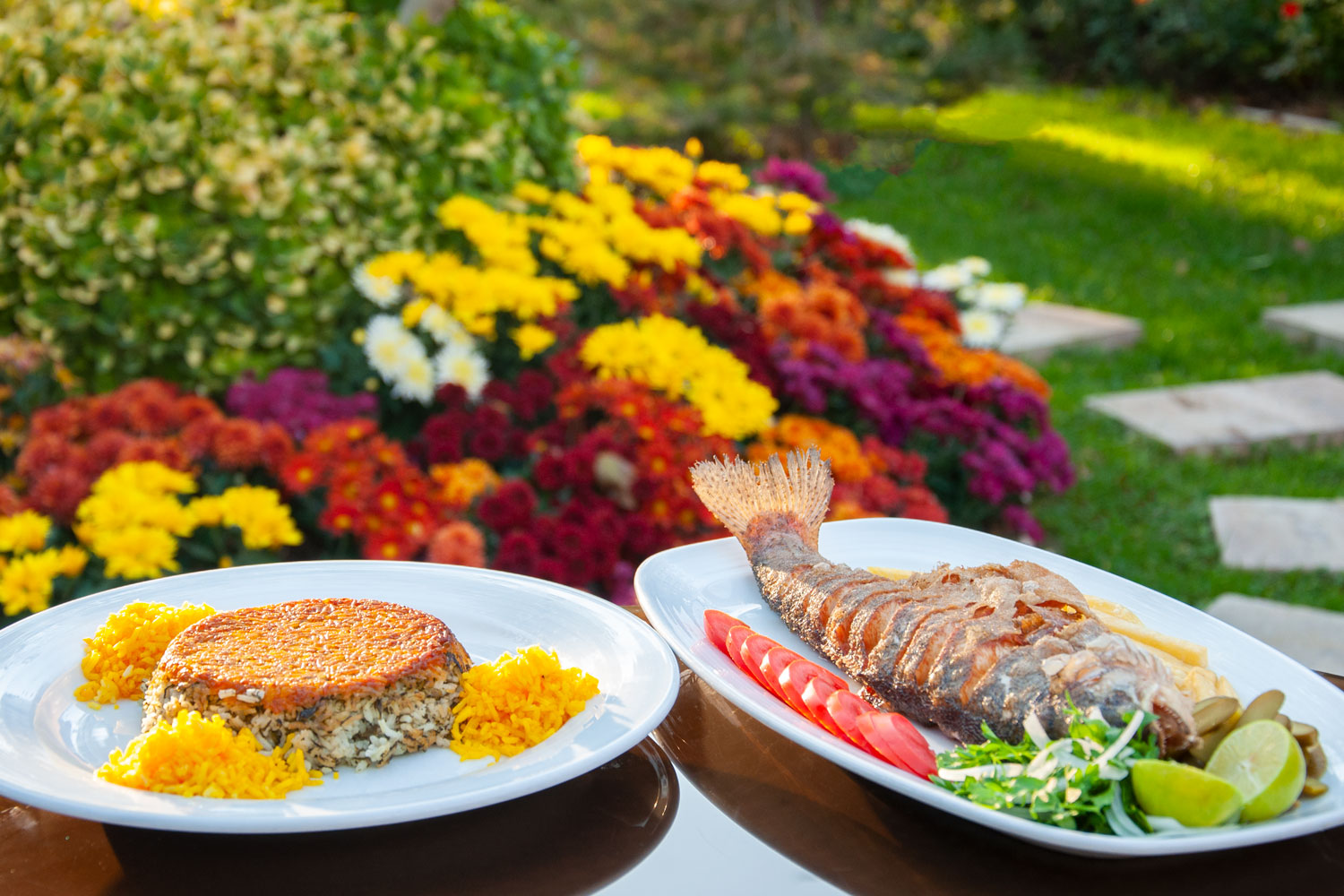 سبزی پلو با ماهی قزل آلا